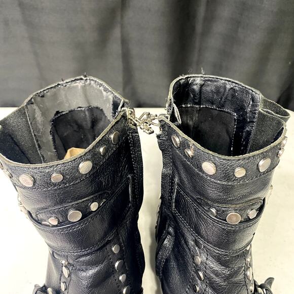 Sam Edelman Studded Buckle Leather Boots Punk Gothic Rocker Womens Size 8.5 - Picture 13 of 16